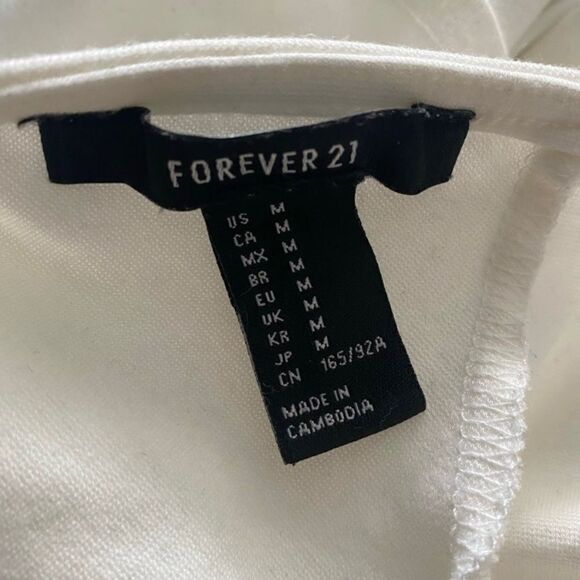 Forever 21 White V-Neck Lined Crop Top - Size M - Picture 4 of 4